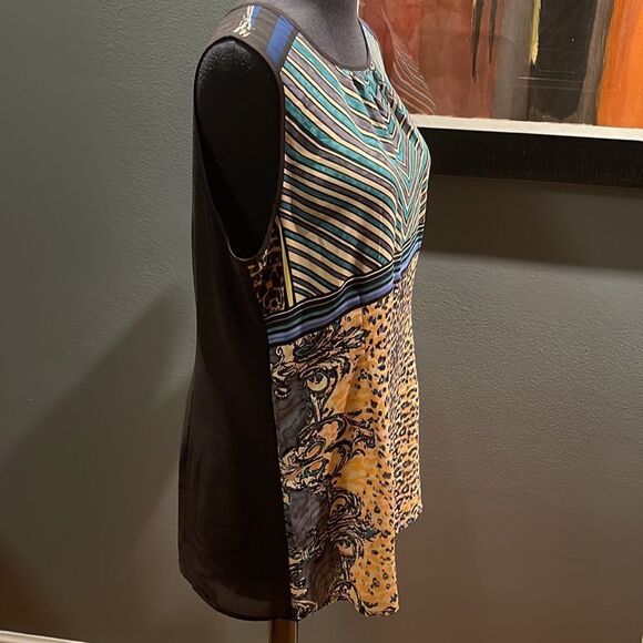 CAbi Buchanon Animal/Lines Print Sleeveless Top. Semi sheer. Medium. - Picture 5 of 8